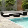 Image de vidaXL Salon de jardin Résine tressée noir avec coussins