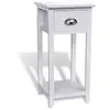 Image de vidaXL Table de Chevet Blanc avec Tiroir