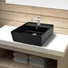 Image de vidaXL Vasque carrée noir mat en céramique 410x410 mm