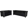 Image de vidaXL Chesterfield 2 et 3 places - Noir