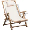 Image de vidaXL Chaise de terrasse - Bambou - Toile blanche