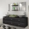 Image de vidaXL Mobilier de salle de bain avec lavabo 7 pcs Noir