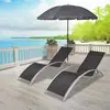 Image de vidaXL Chaises longues avec parasol - Noir