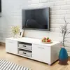 Image de vidaXL Meuble TV - Blanc brillant 120x40.5x35 cm