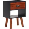 Image de vidaXL Table de Chevet Bois d'Acacia Massif - Noir et Marron