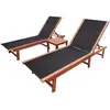 Image de vidaXL Chaises longues lot de 2 et table Bois d'acacia et textilène
