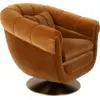 Image de Fauteuil en polyester effet velours marron et bois d'eucalyptus 88x82x79cm Whiskey - Dutchbone