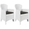 Image de vidaXL Chaise de jardin lot de 2 coussin Blanc Plastique Aspect rotin