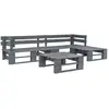 Image de vidaXL Salon de jardin palette 4 pcs - Bois Gris
