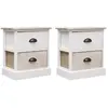Image de VIDAXL Lot de 2 Tables de Chevet - Blanc et Naturel