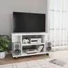 Image de vidaXL Meuble TV avec roulettes blanc 80x40x45 cm bois d'ingénierie