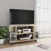 Image de vidaXL Meuble TV et roulettes chêne sonoma 80x40x45 cm bois ingénierie