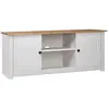 Image de vidaXL Meuble TV Blanc 120x40x50 cm Bois de pin massif Gamme Panama