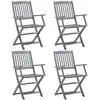Image de vidaXL Chaises pliables d'extérieur - Lot de 4 - Bois d'acacia