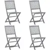 Image de vidaXL Chaises pliables d'extérieur - Lot de 4 Gris