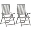 Image de vidaXL Chaises inclinables de jardin lot de 2 - Bois acacia Gris