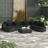 Image de Salon de jardin VidaXL avec coussins - Résine tressée Noir