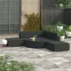 Image de vidaXL Salon de jardin 6 pcs avec coussins résine tressée noir