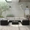 Image de vidaXL Salon de jardin 9 pcs avec coussins Résine tressée Noir