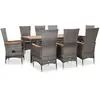 Image de vidaXL Ensemble à dîner 9 pcs - Résine tressée Gris