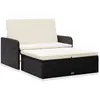 Image de vidaXL Salon de jardin 2 pcs avec coussins - Résine tressée - Noir