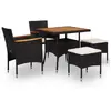 Image de vidaXL Mobilier d'Extérieur 5 pcs Noir Résine Tressée
