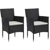 Image de vidaXL Chaises de jardin en résine tressée (2 pcs) - Noir