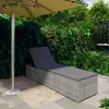 Image de vidaXL Chaise longue résine tressée coussin gris