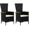 Image de vidaXL Chaises d'extérieur lot de 2 avec coussins - Résine tressée Noir