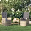 Image de vidaXL Chaise inclinable de jardin 2pc et coussins Résine tressée