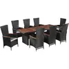Image de vidaXL Ensemble de jardin 9 pcs - Résine tressée noir