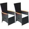 Image de vidaXL Chaises inclinables - Lot de 2 - Résine tressée - Noir