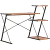Image de vidaXL Bureau avec étagère Noir/Marron