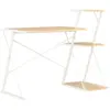 Image de vidaXL Bureau avec étagère - Blanc/Chêne