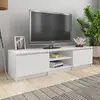 Image de vidaXL Meuble TV blanc brillant 140x40x35,5 cm bois d'ingénierie