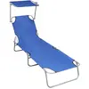 Image de vidaXL Chaise longue pliable avec auvent bleu