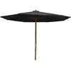 Image de VIDAXL Parasol Extérieur Mât Bois 350 cm Noir