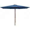 Image de vidaXL Parasol d'extérieur - Mât en bois - Bleu