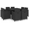 Image de vidaXL Ensemble à manger d'extérieur 9 pcs avec coussins - Résine tressée noir