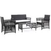 Image de vidaXL Salon de Jardin 4 pcs Résine Tressée Noir