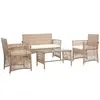 Image de vidaXL Salon de jardin 4 pcs avec coussins - Beige