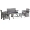 Image de vidaXL Salon de jardin 4 pcs résine anthracite
