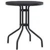 Image de vidaXL Table de jardin ronde 60 cm Acier et verre - Noir