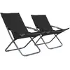 Image de vidaXL Chaises pliables de plage - Lot de 2 - Tissu Noir