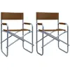 Image de vidaXL lot de 2 chaises de metteur en scène Acier Marron