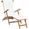 Image de VIDAXL Chaise longue bois de teck avec coussin - Blanc crème