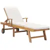 Image de VidaXL Chaise Longue Teck avec Coussin - Crème