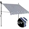 Image de vidaXL - Auvent Manuel Rétractable LED - Bleu/Blanc