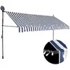 Image de vidaXL Auvent manuel rétractable avec LED - 350 cm Bleu/Blanc