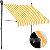 Image de vidaXL Auvent manuel rétractable avec LED - Blanc/orange, 150 cm